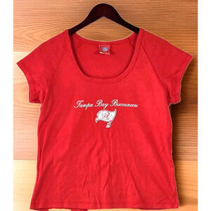 Tampa Bay Buccaneers NFL For Her T-Shirt Red Made in USA Cap Sleeve Size Medium